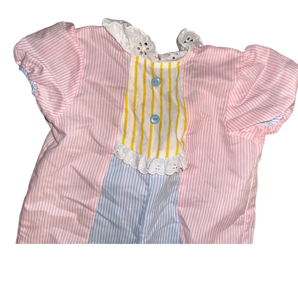 VTG Evy patchwork/pinstripe romper made in USA size 24 months - Picture 2 of 6